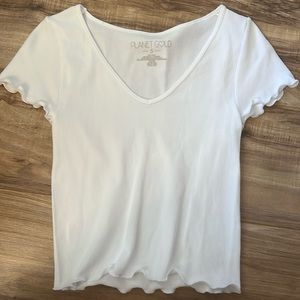 Planet gold white baby tee size small